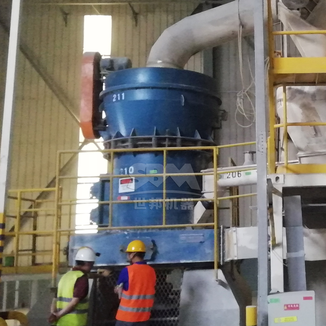 A production line for titanium additives showing grinding mills and classification equipment in an enamel manufacturing facility