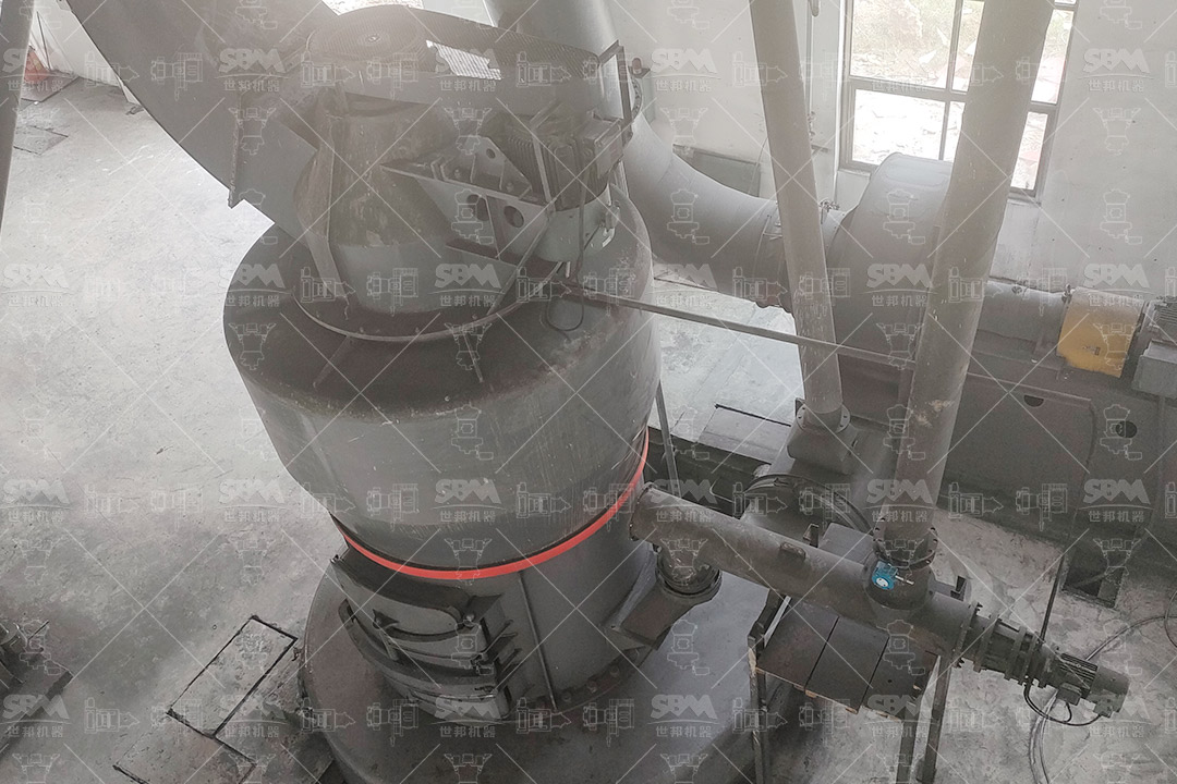 Industrial calcite processing plant with grinding mills and material handling systems